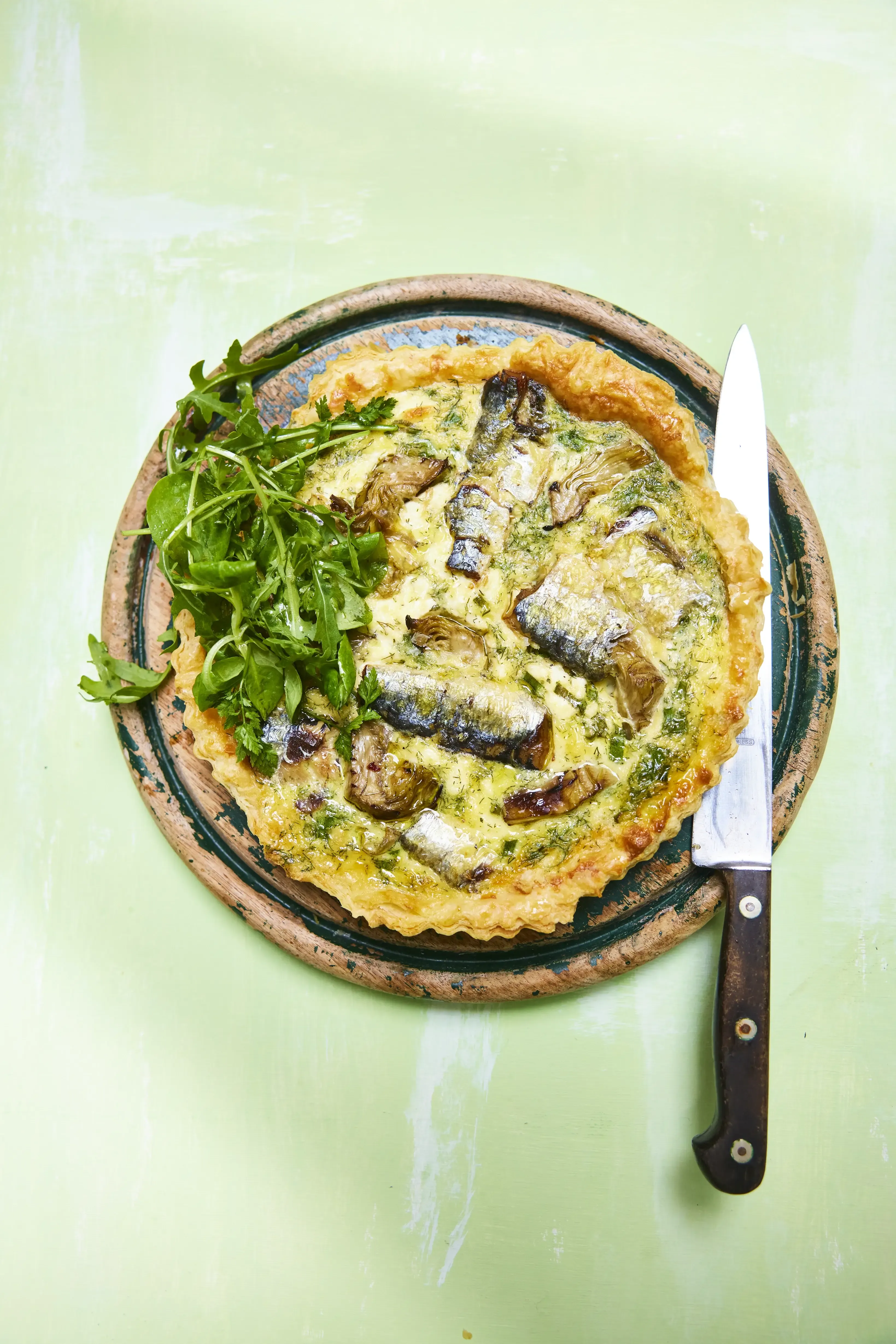Quiche met sardines en artisjok